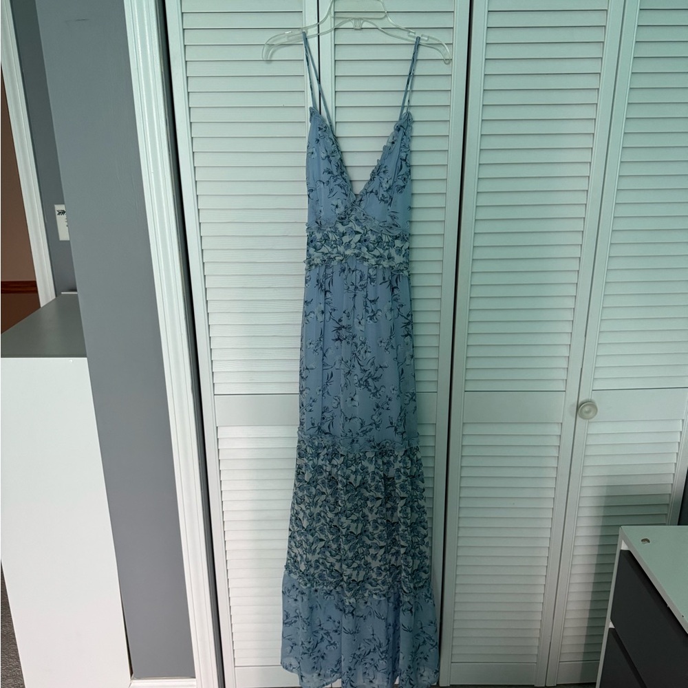 Elegant Blue Floral Maxi Dress Altar’d State worn ONCE